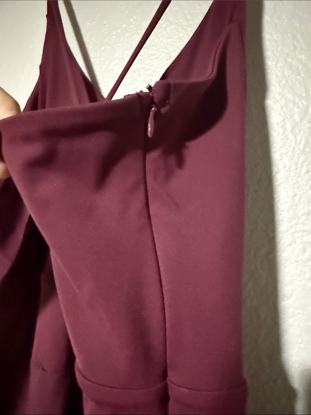 Tall Spaghetti-Strap Wide Leg Jumpsuit in Burgundy - Picture 5 of 5